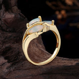 ‘Aspen’ Three Marquise Opal Leaf Ring – side view