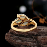 ‘Aspen’ Three Marquise Opal Leaf Ring – low side view