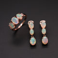 ‘Lotus’ Three Opal Ring Earring Set