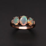 ‘Lotus’ Three Opal Ring Earring Set – ring front