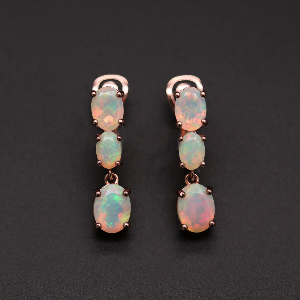 ‘Lotus’ Three Opal Ring Earring Set – earrings pair
