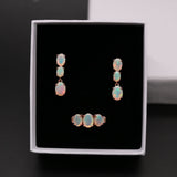 ‘Lotus’ Three Opal Ring Earring Set – set in gift box