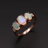 ‘Lotus’ Three Opal Ring Earring Set – ring angle