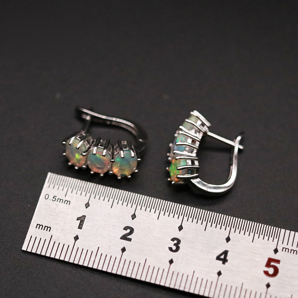 ‘Tully’ Three Oval Opal Huggie Earrings – with ruler