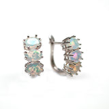 ‘Tully’ Three Oval Opal Huggie Earrings – white bg