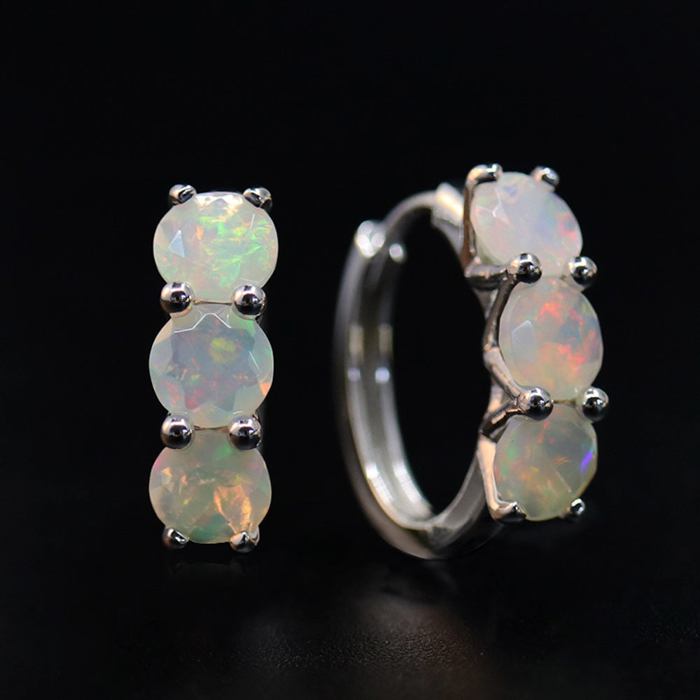 ‘Dottie’ Three Round Opal Huggie Earrings
