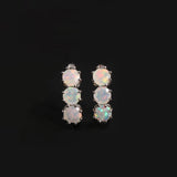 ‘Lettie’ Three Round Opal Leverback Earrings