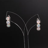 ‘Lettie’ Three Round Opal Leverback Earrings – on display stand