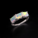 ‘Bronwyn’ Three Stone Octagon Opal Ring – angle view
