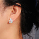 ‘Blair’ Trillion Opal Cluster Clip Earrings – on ear