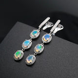 ‘Jessie’ Triple Opal Halo Drop Earrings
